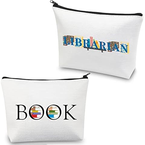 CMNIM Librarian Gifts Makeup Bag Librarian Cosmetic Bag School Librarian Gifts for Women Librarian Book Lover Gifts Zipper Pouch, librarian gift bag, Makeup Bag Cover
