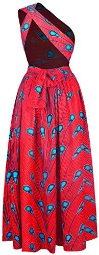 OLIPHEE Dames Afrikaanse jurken mouwloze maxi-jurk bloemenpatroon meerkleurige avondjurk elegante cocktailjurk - Image 7