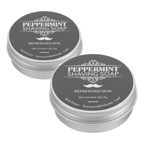 2 Piezas Jabón De Afeitar Para Hombres Jabón Facial Suministro De Cremas De Afeitar Champú Para Barba Jabón De Afeitar Barba Black Aceite Esencial De Menta Ipetboom