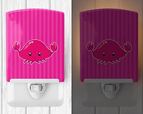 Lámpara de noche cerámica con diseño náutico rosa de cangrejo miniatura 2