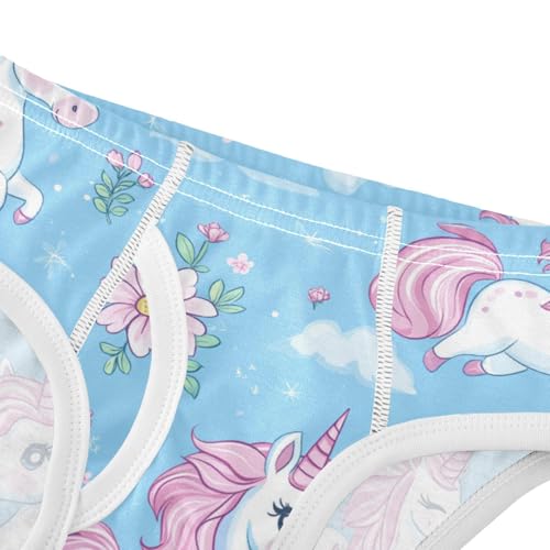 Wusikd Cute Unicorns Boys' Underwear Cotton Flowers Blue Boys Briefs Soft Toddler Underwear 2T4