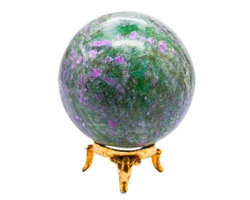 Image of Certified Ruby Fuchsite Crystal Ball for Meditation - Premium Crystal Vastu Items for Home and Feng Shui Items for Good Luck - Ideal for Pooja Supplies and Spiritual Practices (2.5 inch Inch)