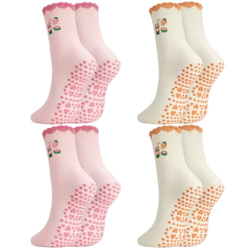 Image of Pilates Grip Yoga Socks for Women Cute Non Slip Socks | Cute Non Slip Socks, Athletic Grippy Sock, Barre Ballet Fitness Workout