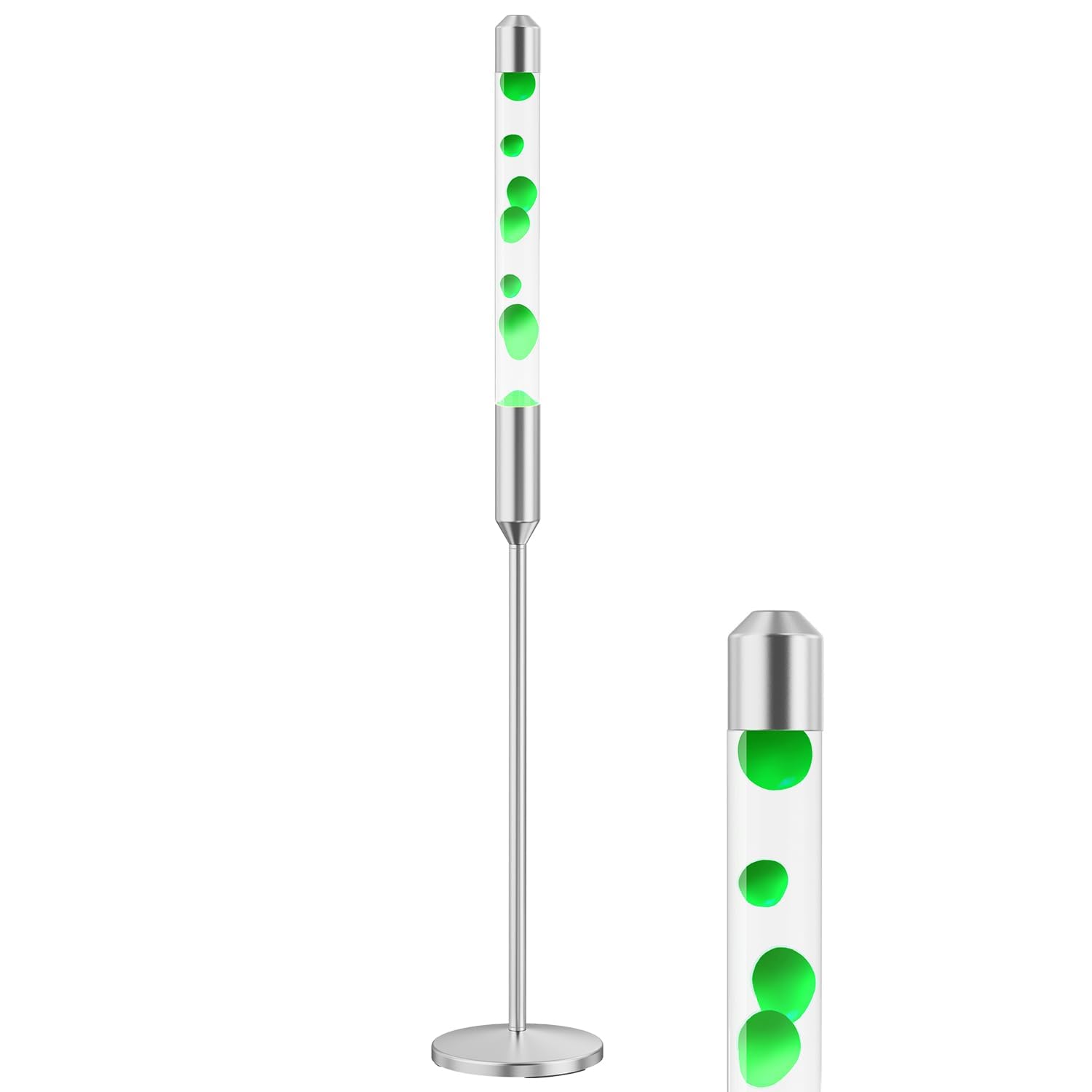 Kyzfy Lampe magma à mouvement liquide de 140 cm, lumière de relaxation d'ambiance, convient pour la décoration de la maison, du bureau, des cafés, des bars, etc. (150 cm (argent)