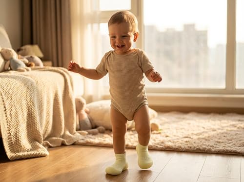 Image of Hstyle Baby Sock Shoes Toddler Boys Walking Shoes Infant Slippers Sneakers | Non-Slip,Soft Rubber Sole,Lightweight,1st Birthday Gifts for Baby Boys Girls