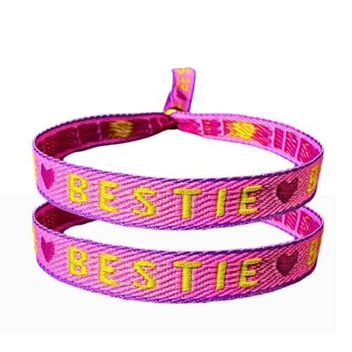 happymaker - Bestie Bracelet Set, 2 Fabric Bracelets in Surfer Style for Women, Best Friend Gift, Waterproof and Handmade in Germany - View 2