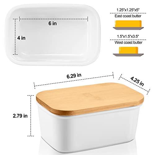 Butter Dish, Ceramic Butter Dish With Lid, Large Butter Keeper Perfect For 2 Sticks Of Butter And Keep Your Butter Soft, Safe To Dishwasher #TOP1