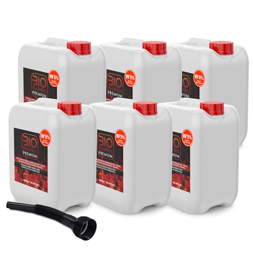 6 x 5 litros Bioetanol Premium con Embudo para chimeneas