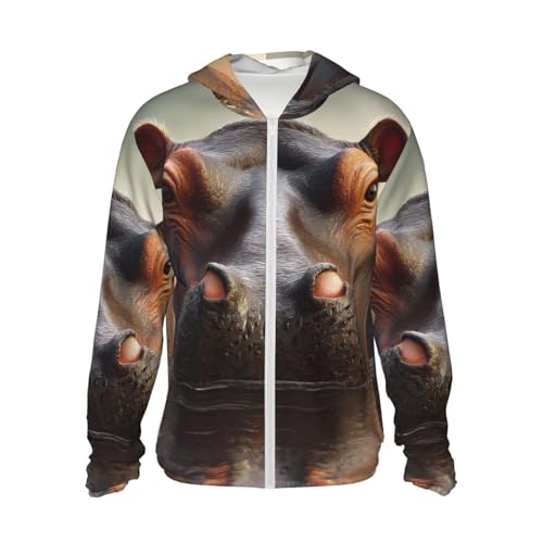 UPF 50+ Sun Protection Hoodie Long Sleeve Hippo Sun Shirt Rash Guard Fishing Shirts for Men