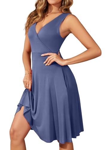 Image of WEACZZY Summer Dresses for Women,Purple Gray,L