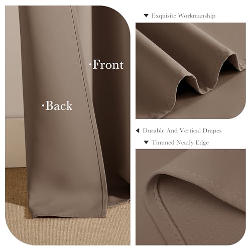 Image of PONY DANCE Basement Window Curtains - Small Window Drapes for Cafe Bedroom Room Darkening Curtain for Bathroom /Nursery /Kitchen, 42 inch Wide x 40 inch Long, 1 Pair, Chocolate Brown