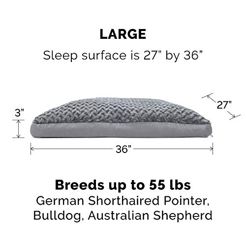 Image of Furhaven Pillow Dog Bed for Large /Medium Dogs w / Removable Washable Cover - Ultra Plush Faux Fur & Suede Mattress - Gray, Large