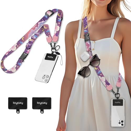Image of Icycay Phone Lanyard Crossbody Strap Neck Adjustable Teacher Women Clouds | for Cell Phone Case Keys ID Badges, Anti Theft, Multifuctional, Cute Phone Holder, Travel Hiking Essential Accessories, Gifts