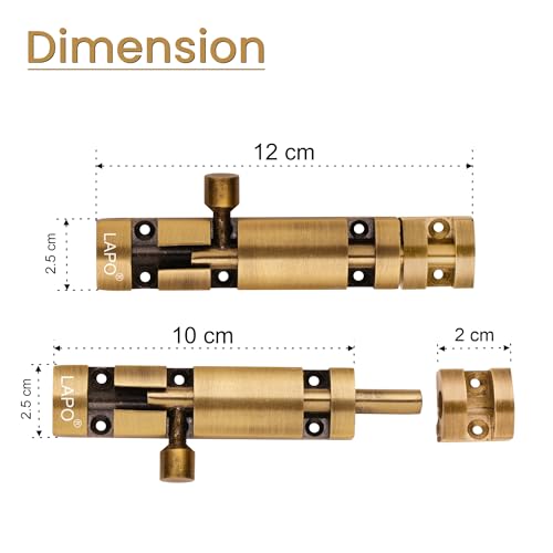 Image of LAPO 2 Pack Premium Aluminium Tower Bolt 4 Inch /Tower Bolt for Main Door and Bathroom /Kundi /Latch /Chitakni /Latch for Main Door /Tower Bolt for Home,Offices Doors,Windows (Antique Finish, Pack of 2)