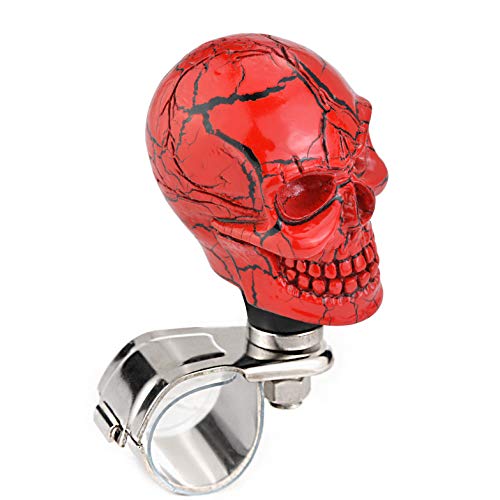 Arenbel Skull Car Wheel Turning Booster Suicide Spinner Steering Assist Grip Handle Brody Knob Fit Most Agricultural Tractors Forklifts Lawn Mowers Boats, Red