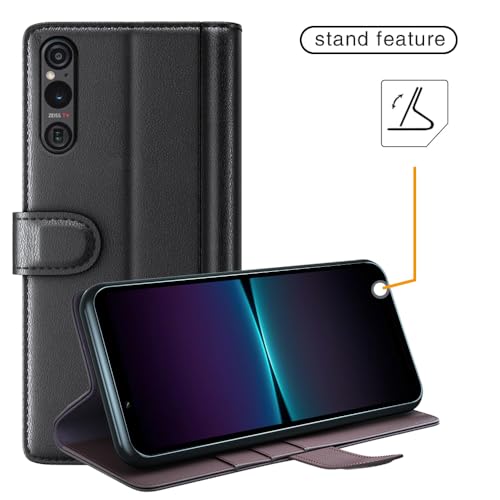 COQUE case for Sony Xperia 1 VI Shell,Real Cowhide Flip Cover with Card Slot Leather Case for Sony Xperia 1 VI-Brown - Image 4