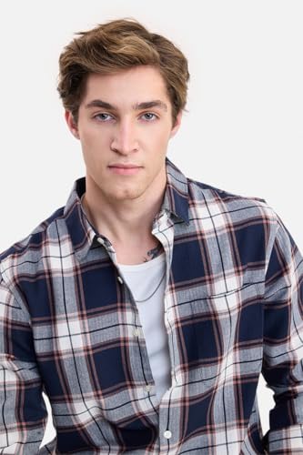 Image of SNITCH Men Casual Shirt | Regular Fit Full Sleeve Spread Collar Plaid Checks Style | 100% Cotton Twill & Breathable Fabric, Social Outings & Office