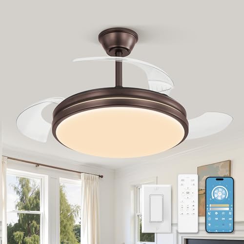 LEDIARY Retractable Ceiling Fan with Lights and Remote & APP