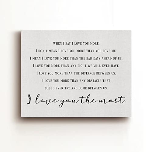 Bedroom Canvas Wall Art When I Say I Love You More Romantic Quote Print Framed Marriage Painting Artwork Ready To Hang Home Wall Decor Wedding Gift 15X11.5 Inches #TOP1