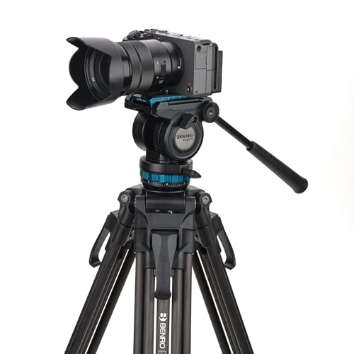Benro Carbon-Fiber Lightning Lock Video Tripod Kit with KH Fluid Head, 60 mm Bowl, Mid-Level Spreader & Convertible Feet (C572LLKH)