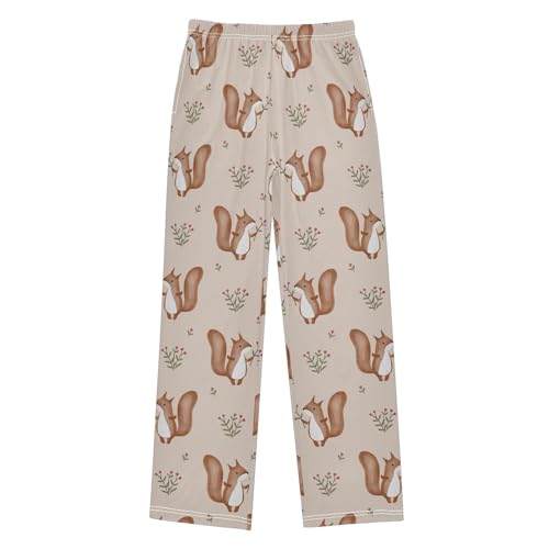 ZZXXB Squirrel Berries Boys Long Pants Soft Trousers Elastic Waist Kids Lounge Bottoms with Pockets S-XL