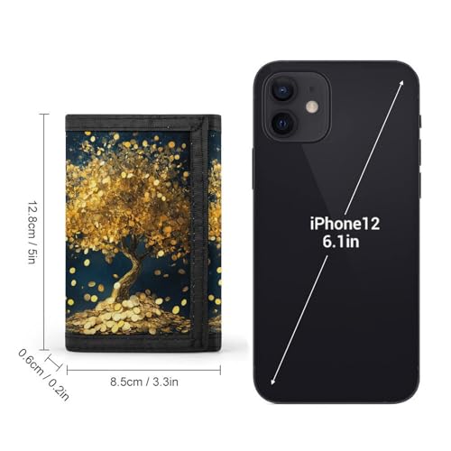 Lucky Golden Coin Tree Trifold Wallet Slim Credit Card Holder Minimalist Front Pocket Money Clip for Women Men2