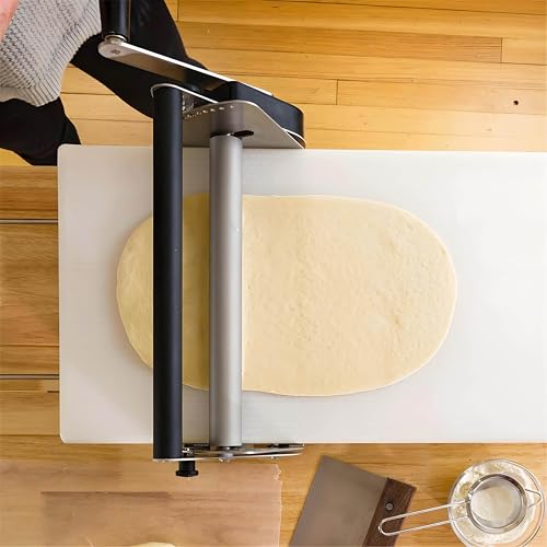 Máquina manual de la hoja de la masa, rodillo de la pasta de la manivela para la pizza y el croissant, grueso ajustable 0-17.5m m, prensa plegable de laminación del acero inoxidable para la cocción ca