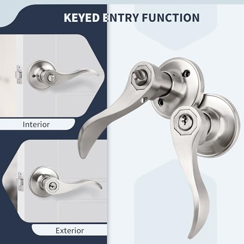 Loqron Wave Style Door Lever Keyed Entry Door Handle With Lock thumb #4
