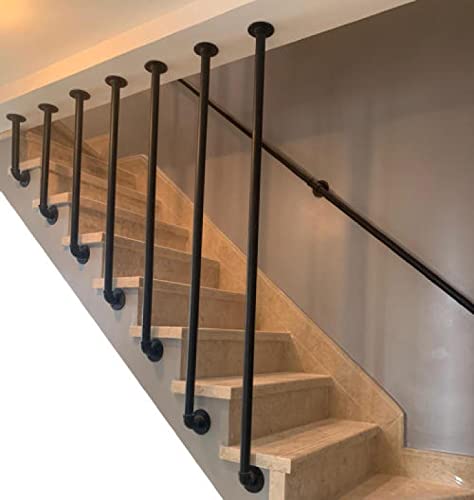 Pasamanos para escaleras Tubería de hierro industrial montada en la pared Barra de agarre antideslizante Metal negro mate Barra de agarre de acero galvanizado Barandilla de mano para niños,Los 40cm