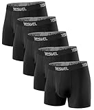 YESWEL Modal Underwear Men 5 Pack Breathable Boxer Briefs with Open Fly, Moisture Wicking Boxers Trunks Multipack L Black