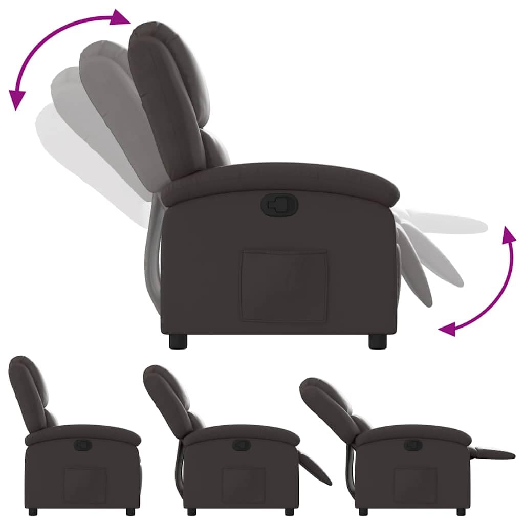 vidaXL Sillón reclinable Cuero auténtico marrón Oscuro