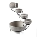 Smart Solar Oslo Cement 4-Tiered Cascade Solar-Powered Fountain with 10' Cable, Elegant Cascading Outdoor Solar Garden Fountain, Gray
