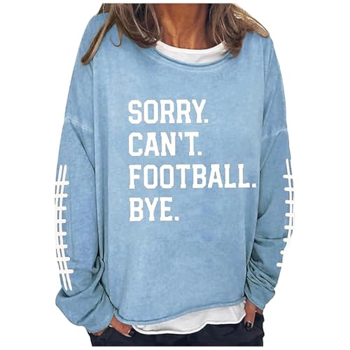 Sweatshirt femme imprimé bleu manches longues col rond vêtement mode casual taille M