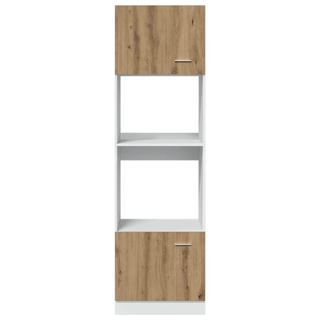 vidaXL Mikrowellenschrank Lyon Artisan-Eiche 60x57x207 cm Holzwerkstoff, Küchenschrank, Küche Hochschrank, Küchenmöbel, Küchenzeile für Backofen Mikrowelle