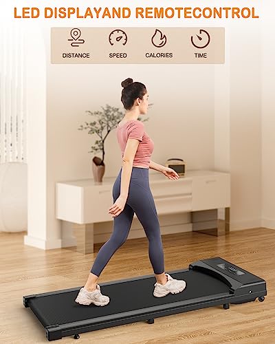 Walking Pad, Under Desk Treadmill, Walking Treadmill 2 In 1 For Home/Office With Remote Control, Portable Treadmill (Black, 1 Year Warranty) #TOP1
