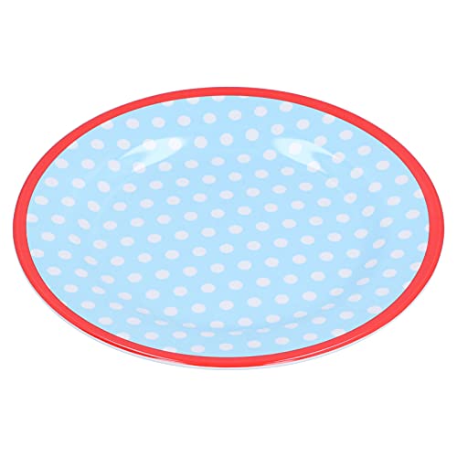 Jwthee Imitation Porcelain Plate, 9 Inch Colorful Plate Dessert Plate Salad Plate Appetizer Plate Modern Plate Kitchen Plate Serving Plate Dinner Plate for Snack (light blue dots)