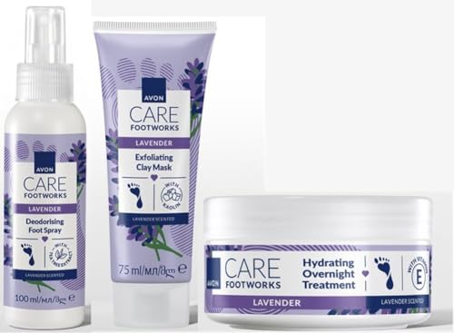 Foot Works Lavender Foot Care Trio, includes overnight cream, clay mask and foot spray