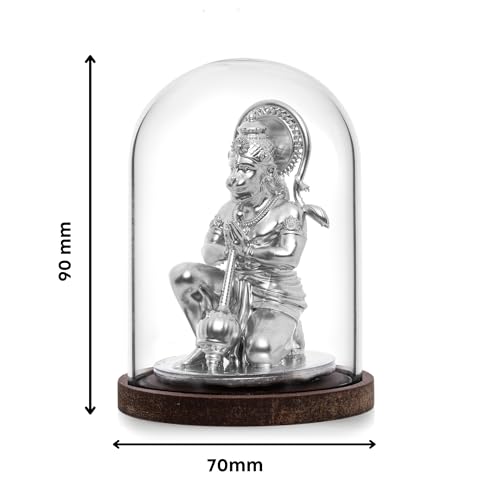 Image of Hanuman Idol for Car Dashboard Resin Pavan Putra Idol | Sankat Mochan Hanuman Statue | Bajrangbali Murti for Homedecor & Pooja, Festival Gifting Decorative Showpiece (Silver 90 mm)