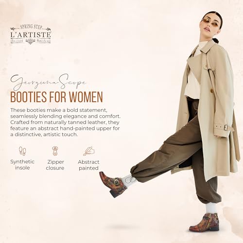 Spring Step L'Artiste Georgiana-Scope Booties for Women - Ankle Boots with Zipper Closure - Hand-Painted Ladies Boots for Outdoor4