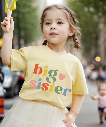 Big Sister Shirt for Baby Girls Cotton T-Shirt Short Sleeve Tops Toddler Baby Announcement Tees Outfits 1-7 Years2