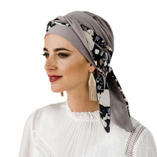 CAREBELL Headwear Pañuelo oncológico Smooth Black Abstract de Bambú para la pérdida de Cabello