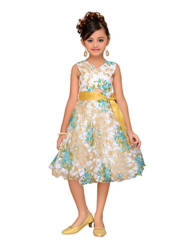 ADIVA Girl's Indian Party Wear Frock for Kids Green