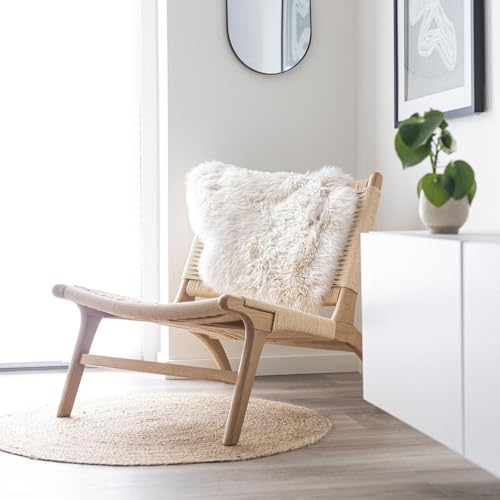 Nordic Sheep Lammfell Langhaarig 90x60 cm | Lammfell Echt für das Sofa, den Stuhl oder rund um den Esstisch | Jedes Lammfell Teppich ist EIN Unikat und von der Natur geschaffen | Farbe: Beige