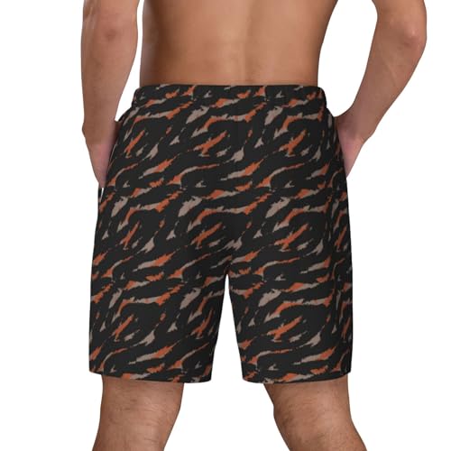 Camouflage Orange Black Funny Men's Swim Trunks Board Shorts Quick Dry-4