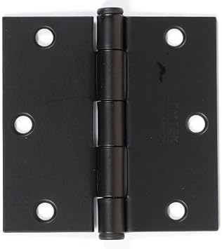Emtek 91013 3.5" x 3.5" Square Corner Plain Bearing Mortise Hinge - Pair, Flat Black