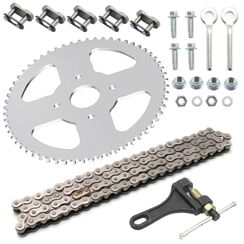 ZUDKSUY Mini Bike Chain Sprocket Kit 60T Rear Sprocket 90 Link 420 Chain, Replacement for Baja Motorsports MB165 MB200 196cc 200cc 6.5HP, Replacement for Coleman BT200X CT200U-EX CT200U 60 Tooth by ZUDKSUY - Used condition - US$23.84