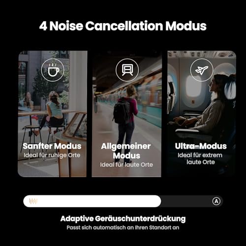 UGREEN HiTune Max5c Bluetooth Kopfhörer Over Ear mit Hybrid Active Noise Cancelling, Hi-Res Audio, LDAC, 75h Akku, Bluetooth 5.4, Spatial Audio, EQ in App, Duale Verbindung (Schwarz)