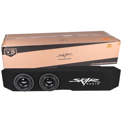 Image of Skar Audio Dual 8" Loaded Sealed Subwoofer Enclosure Compatible with 2019-2025 Chevrolet Silverado/GMC Sierra Double Cab Trucks