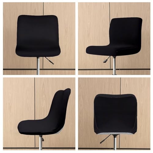 Image of Black Bar Stool Chair Cover of 2 Slip Resistant Seat Covers Chair Cover Protecter with Low Short Back for Dining Room