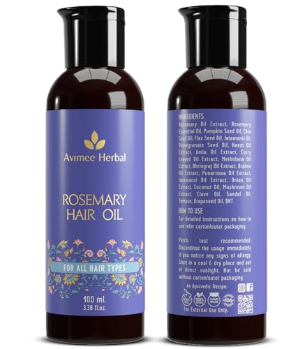 Avimee Herbal Rosemary Hair Oil | For Hair Fall, Hair Growth & Dandruff | Enriched with Neem, Amla & Bhringraj Oil | For Men & Women | 100 ml - Image 7